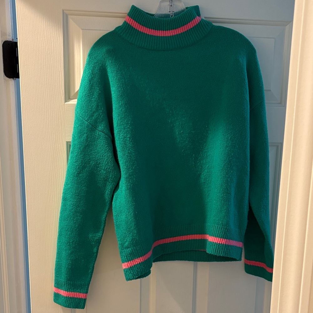 THML Green and Pink Turtleneck Sweater